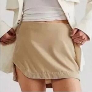 Free People 8 Skirt Annalise Side Vent Velvet Miniskirt in Morning Oat